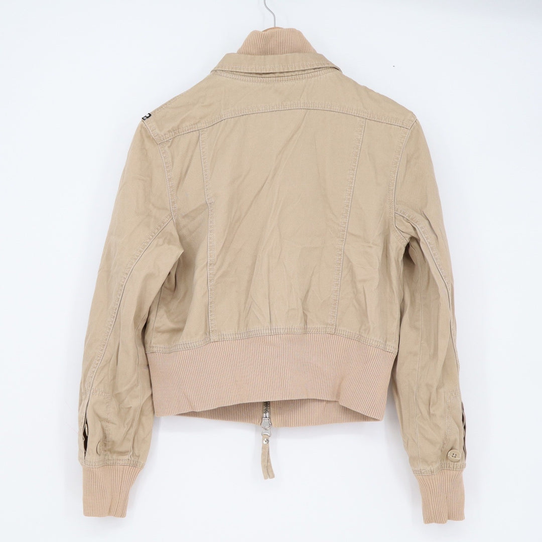 Ecko Red Womens Tan Khaki Utility Bomber Jacket Cropped Cotton Size L