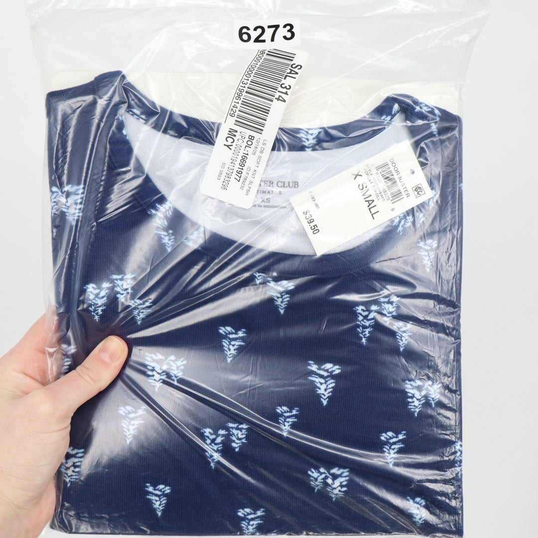 Charter Club Intimates Navy Blue Pine Tree Soft Knit Sleep Shirt XS 100133296