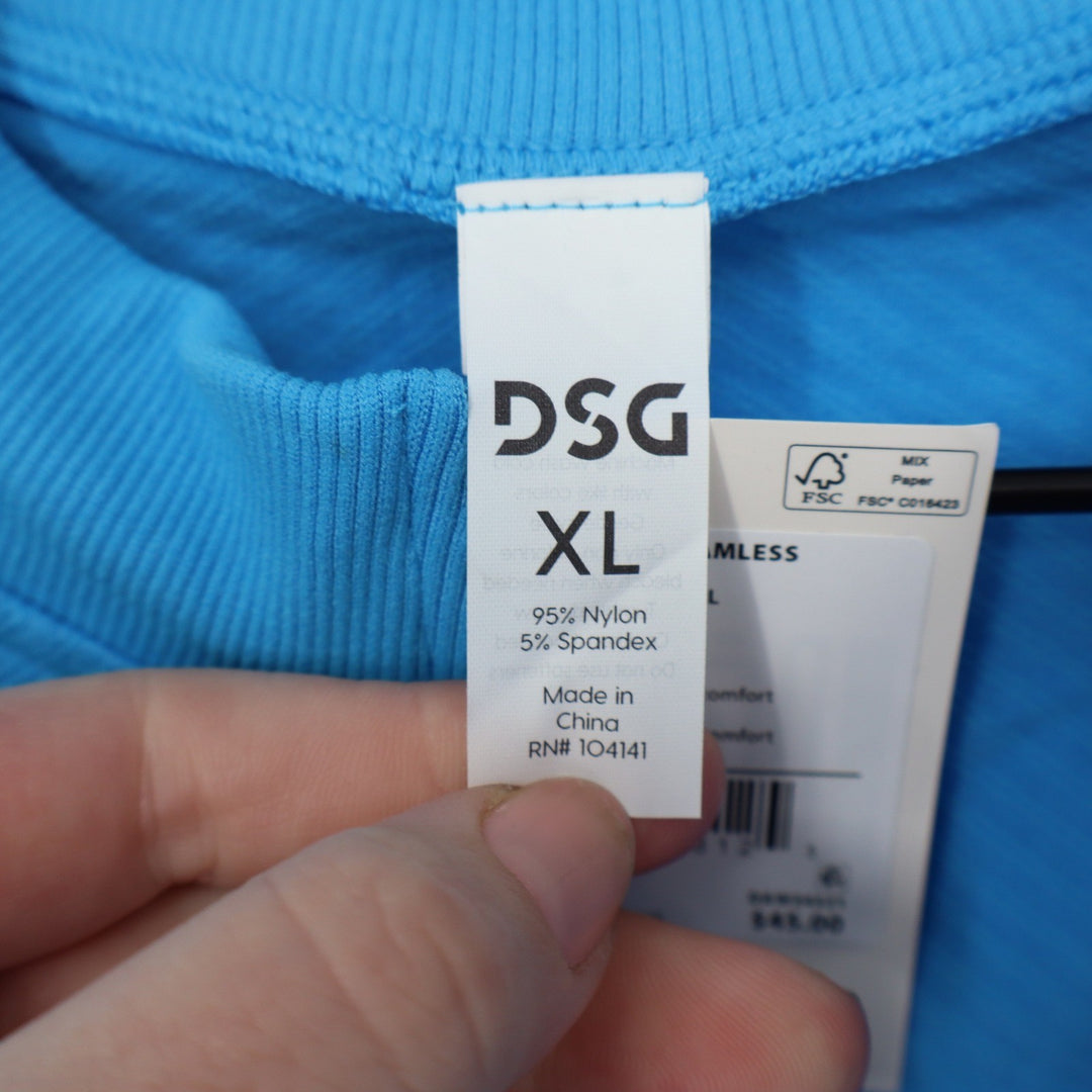 DSG Womens Momentum Seamless 1/4 Zip Aqua Blue Athletic Pullover XL NEW
