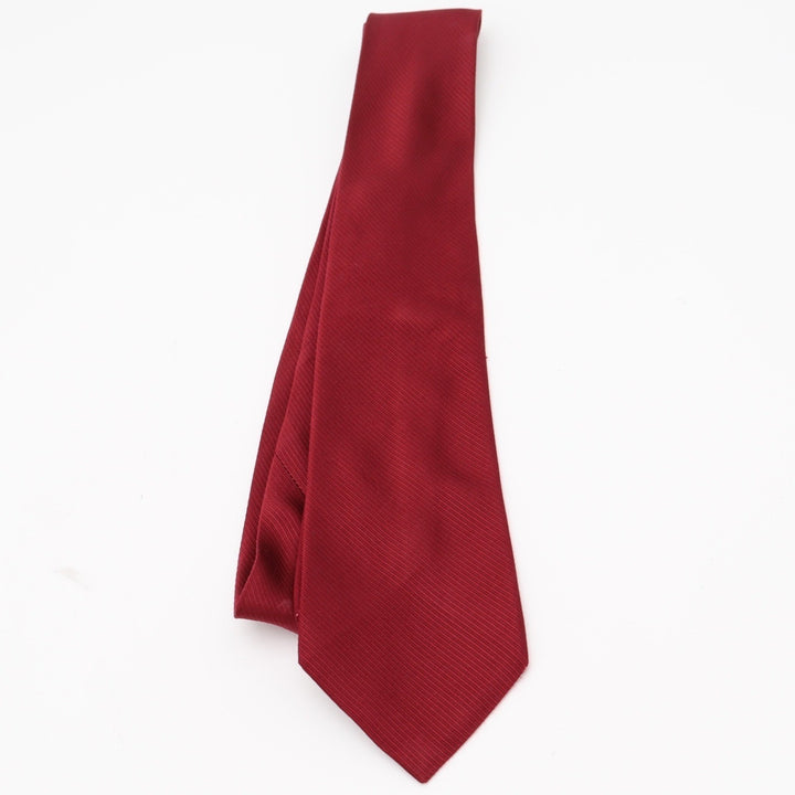 Lauren Ralph Lauren Necktie Mens OS Classic Burgundy Red Ribbed Silk Excellent