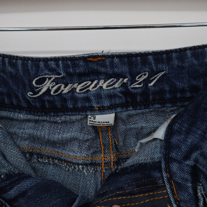 Forever 21 Womens Blue Denim Shorts Dark Wash Low Rise Size 29 Stretch