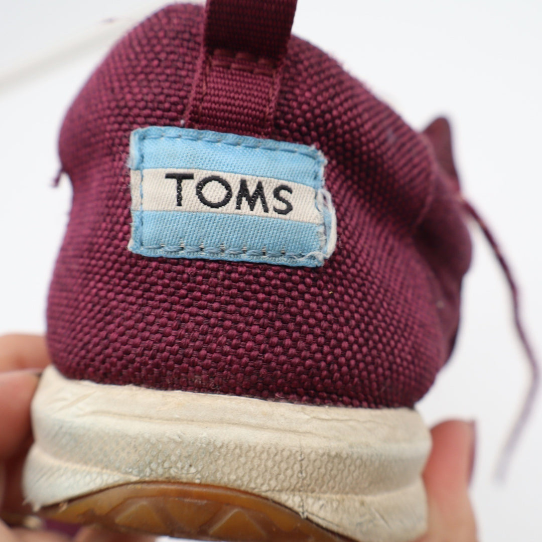 TOMS Sneakers Womens 8.5 Del Rey Burgundy Canvas Low Top Lace Up Fair