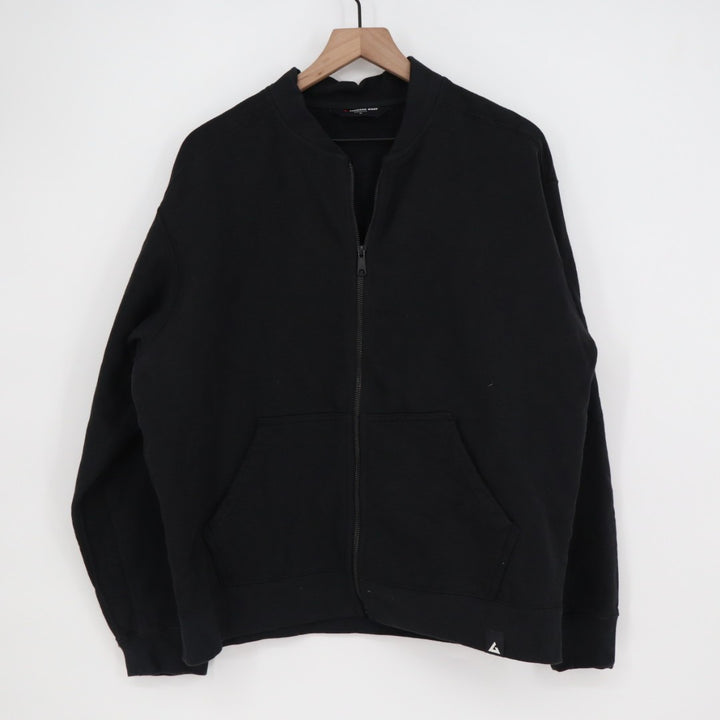 American Giant Bomber Jacket Mens Medium Black Full Zip Cotton Kangaroo Pocket