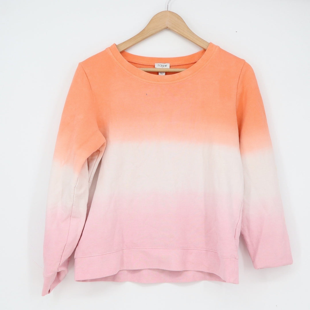 J.Crew Womens Ombre Dip-Dye Cotton Sweatshirt Orange Pink White Small
