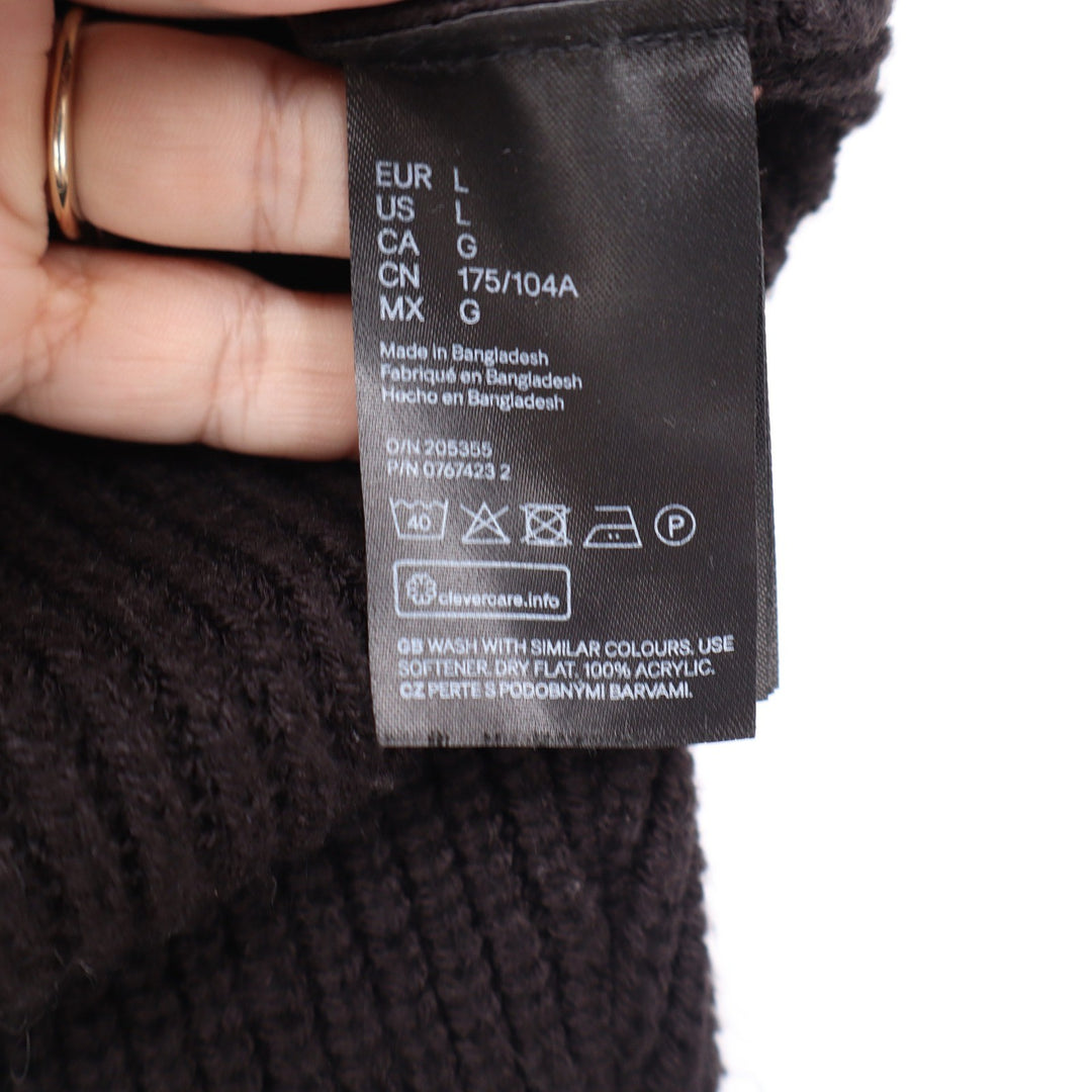 H&M Divided Womens Black Ribbed Mock Neck Cropped Sweater Large