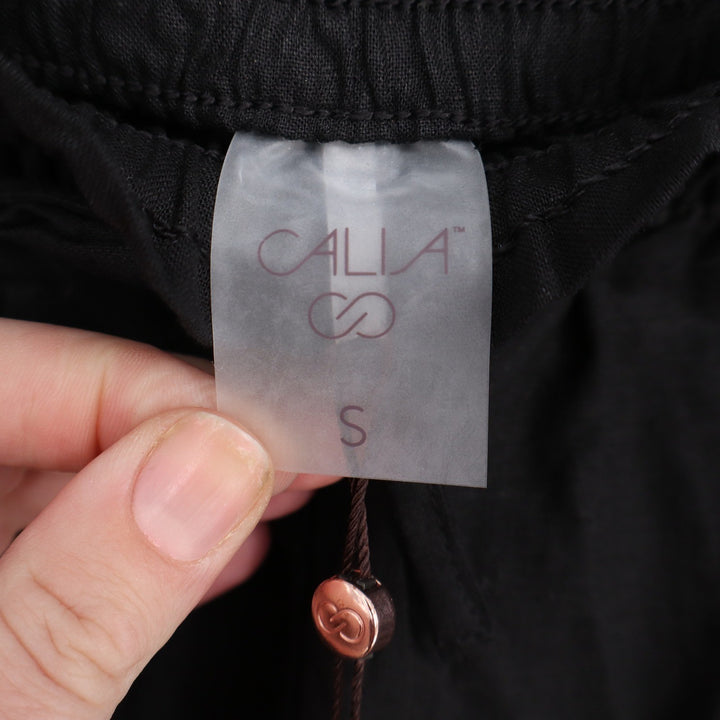 CALIA Womens Pure Black Linen Blend Wide Leg Cover Up Pants Small NWT