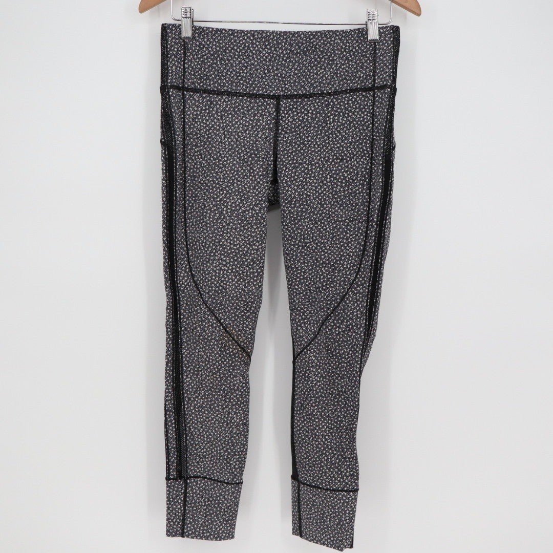 Lululemon Align High Rise Crop Leggings Geo Print Mesh Panel Size 10