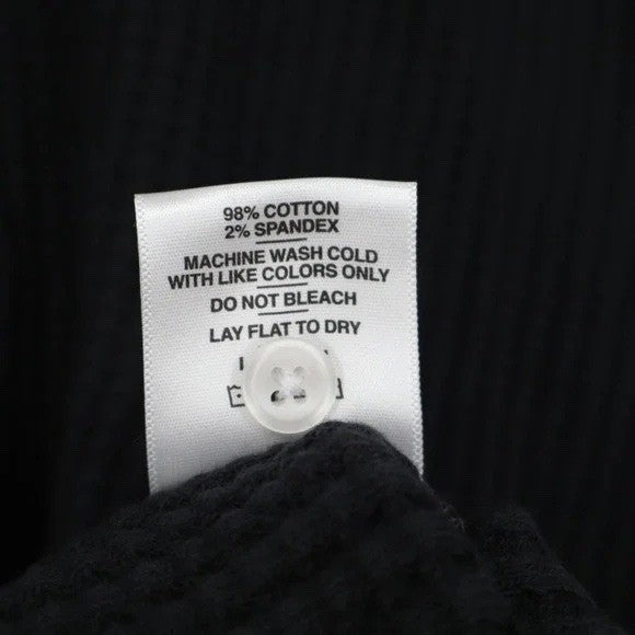 American Giant Shirt Mens M Black Gray Colorblock Ribbed Waffle Knit Henley Neck