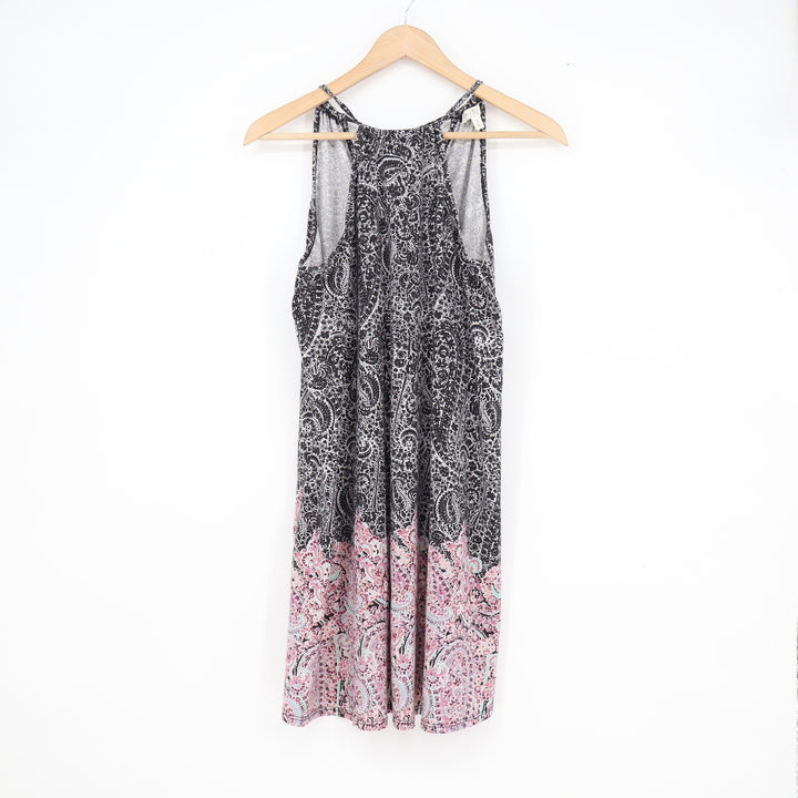 Love Fire Womens Paisley Halter Mini Dress Black Pink Sleeveless S