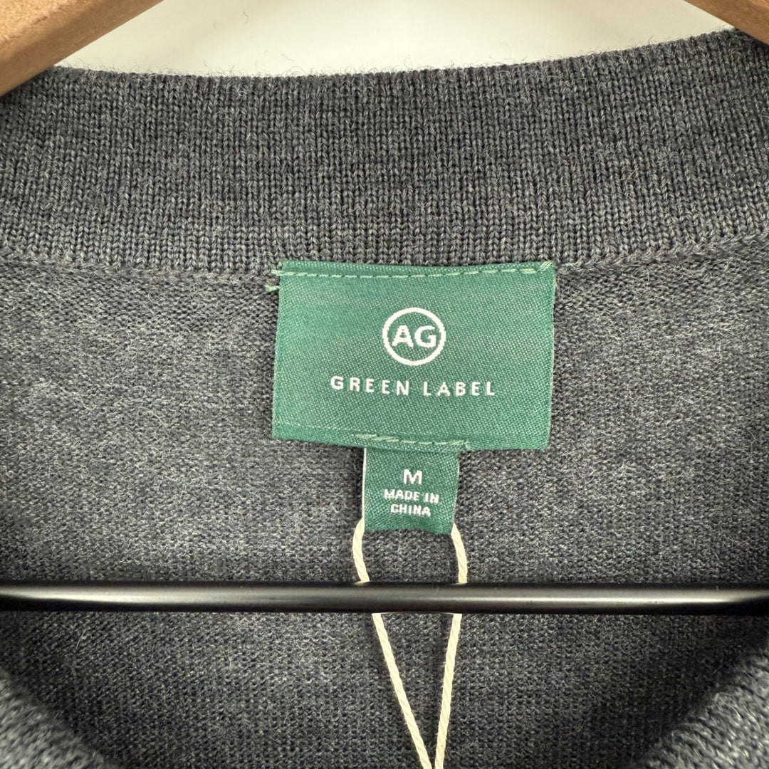 AG Green Label Men's Charcoal Grey Knit Polo Shirt Short Sleeve Size M