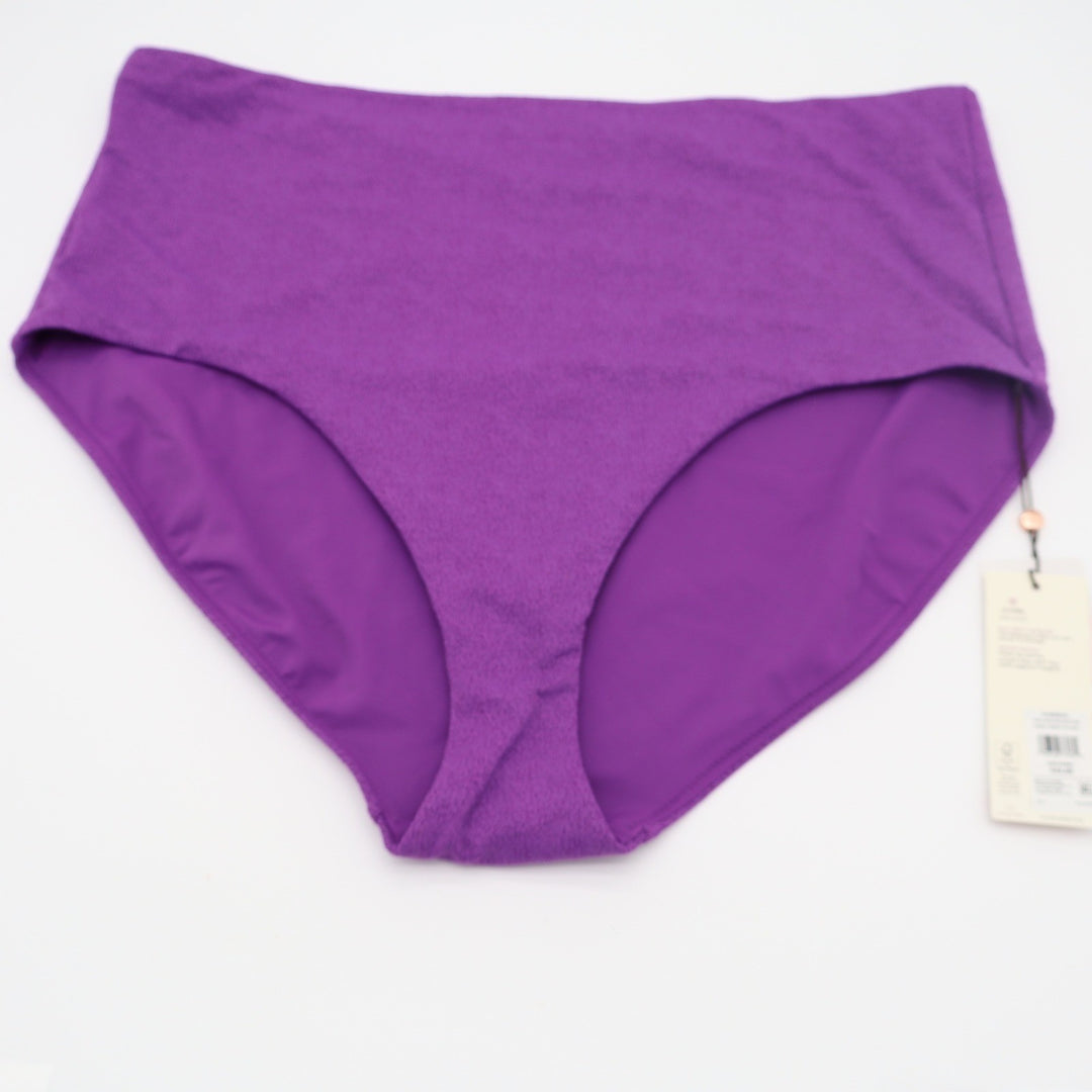 CALIA Womens High Rise Swim Bottom Purple Punch Texture Lycra XL