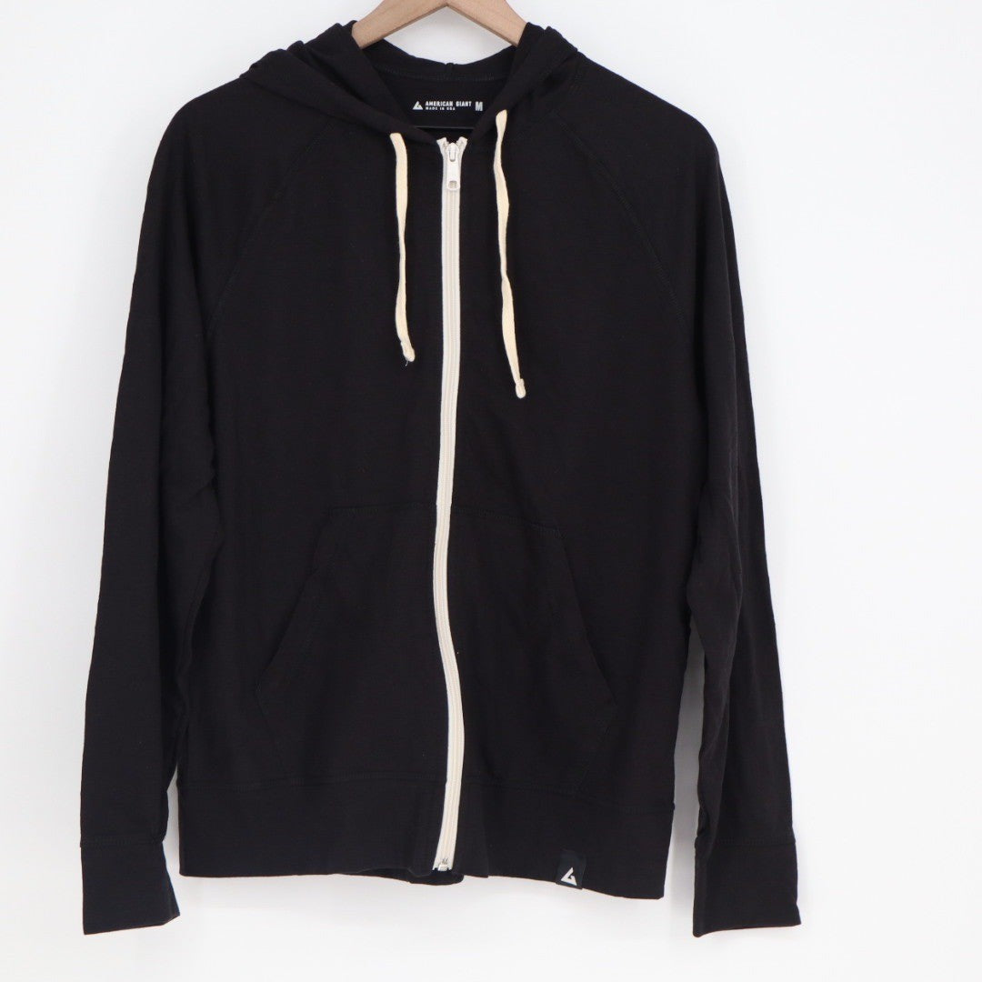 American Giant Mens Full Zip Hoodie Black Made in USA Size M