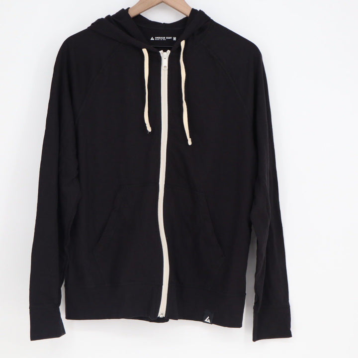American Giant Mens Full Zip Hoodie Black Made in USA Size M