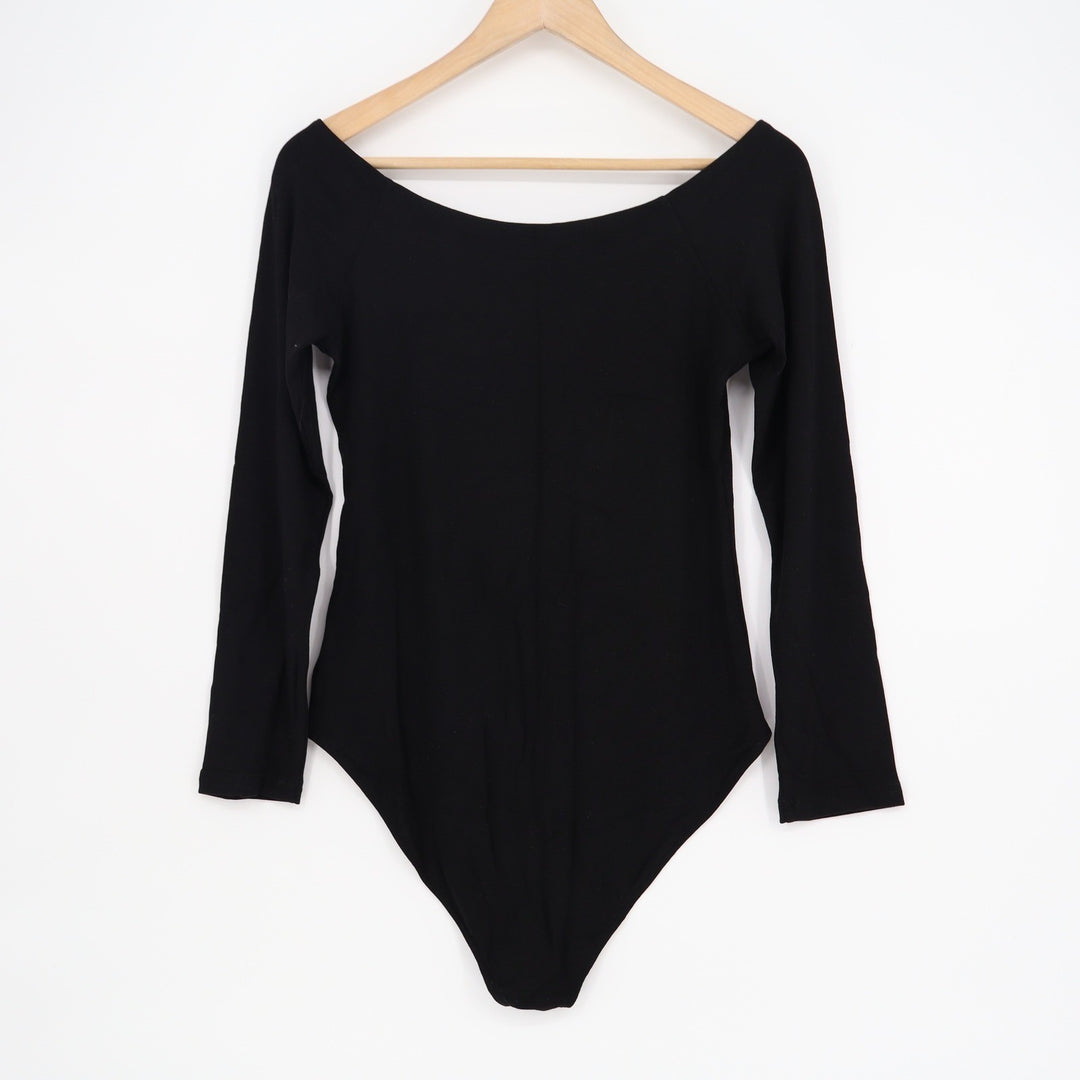 MANGOPOP Black Long Sleeve Scoop Neck Bodysuit Size L