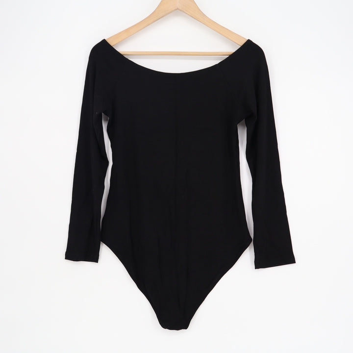 MANGOPOP Black Long Sleeve Scoop Neck Bodysuit Size L