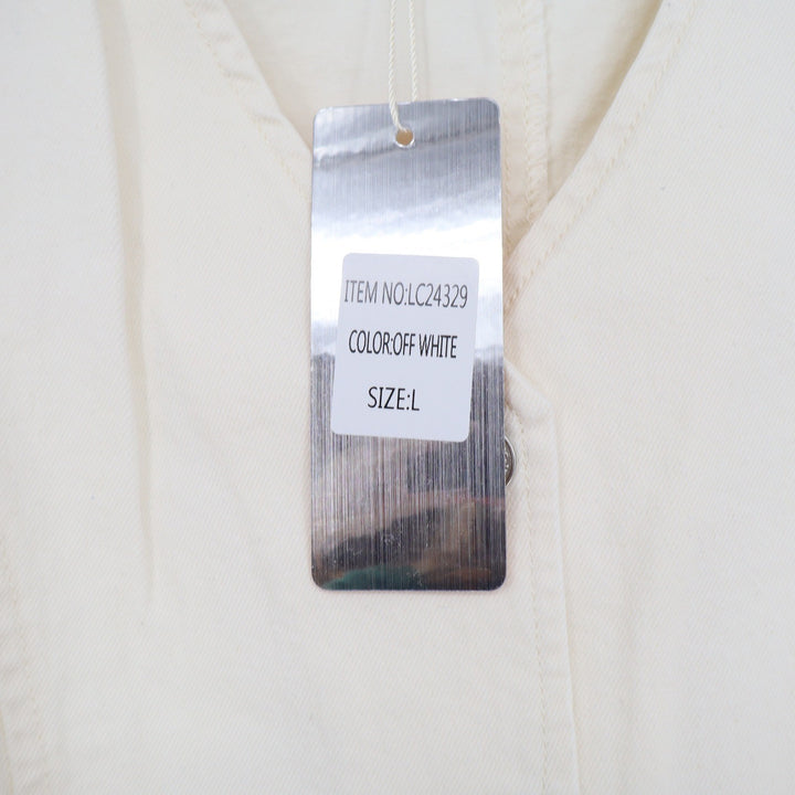 Lizette Collection Pant Set Women's L Off White Wide Leg Vest NEW
