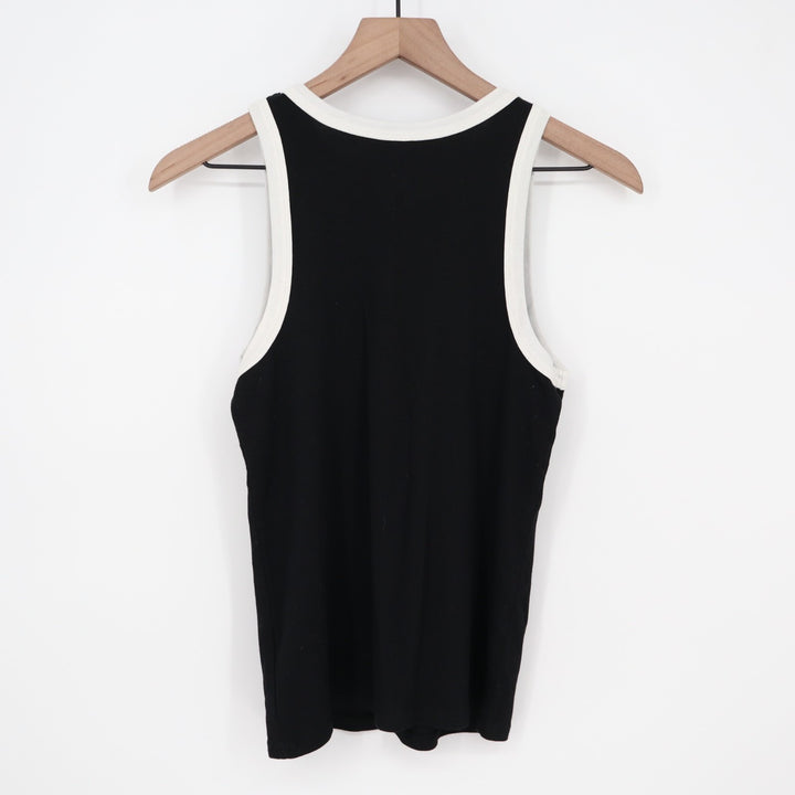 A New Days Tank Top Womens Large Black White Ribbed Knit Round Neck Yoga Running