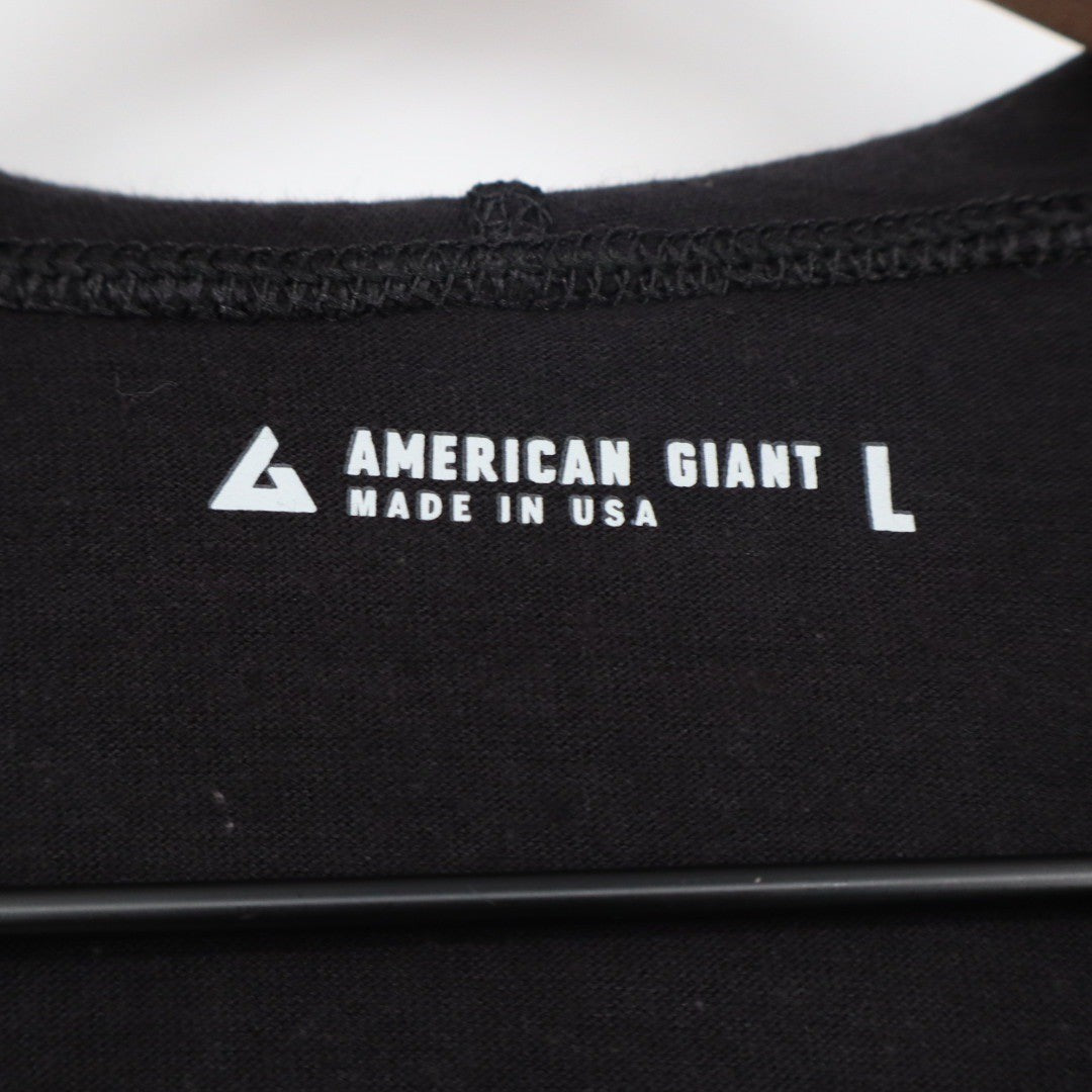 American Giant Full Zip Hoodie Black Lightweight Cotton Blend Made in USA Size L