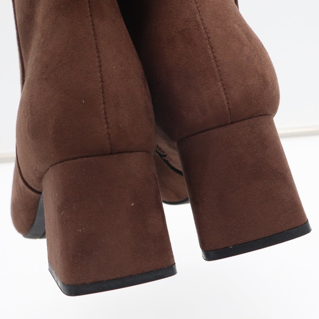 Old Navy Mod Bootie Brown Faux Suede Square Toe Block Heel Ankle Boots 8