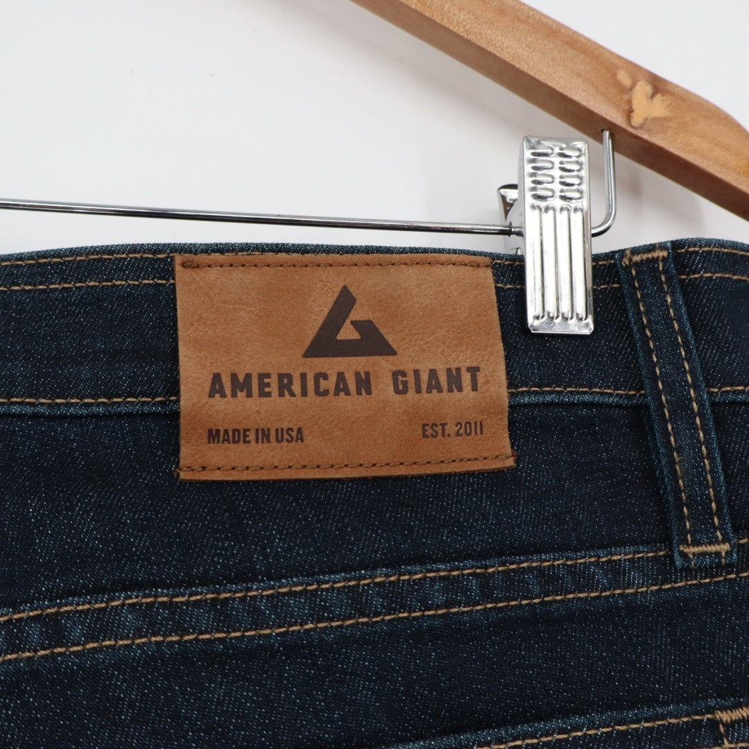 American Giant Dakota Jeans Mens 32x30 Blue Denim Cotton Stretch Straight Leg