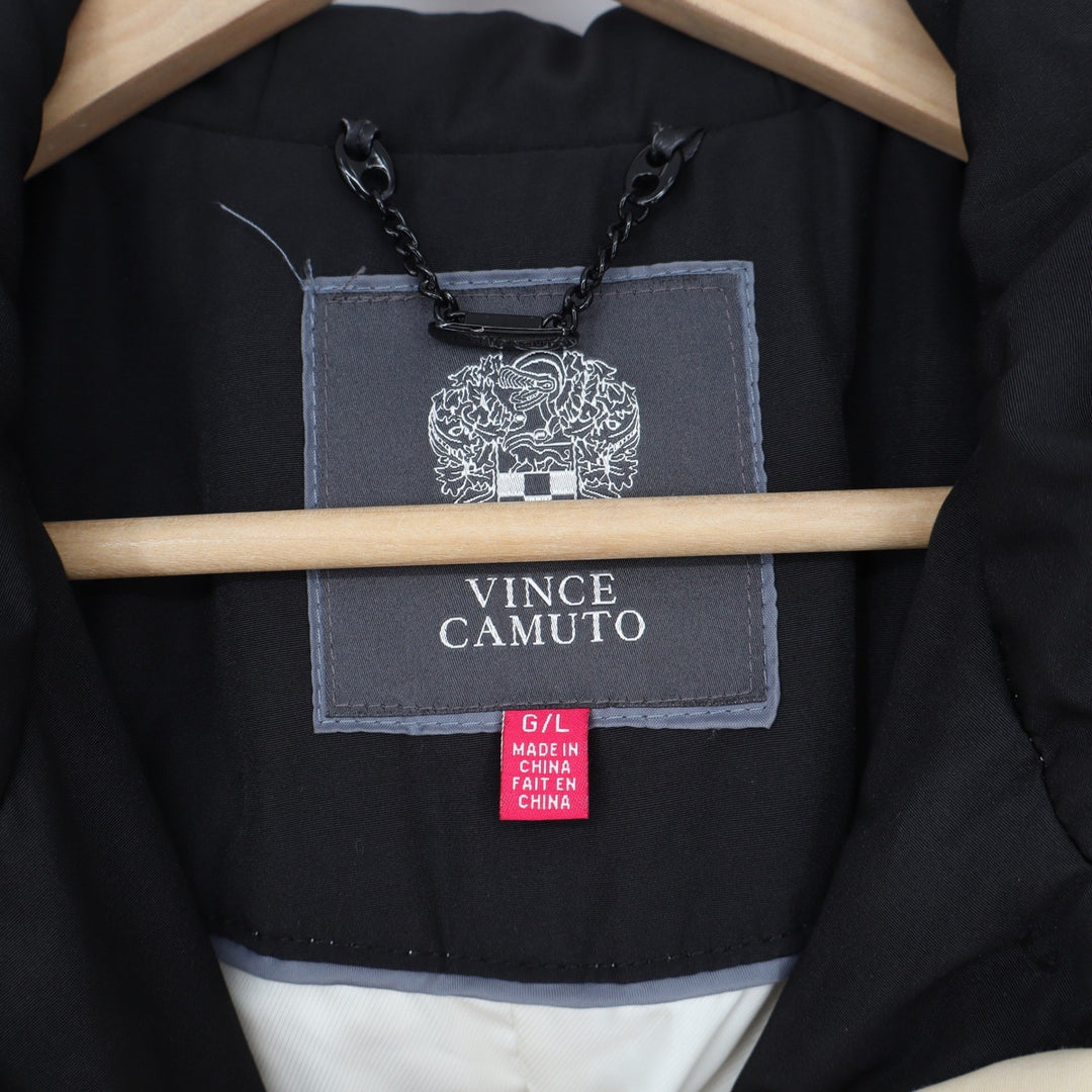 Vince Camuto Womens Ivory Faux Fur Trim Hooded Parka Jacket Coat Size Large