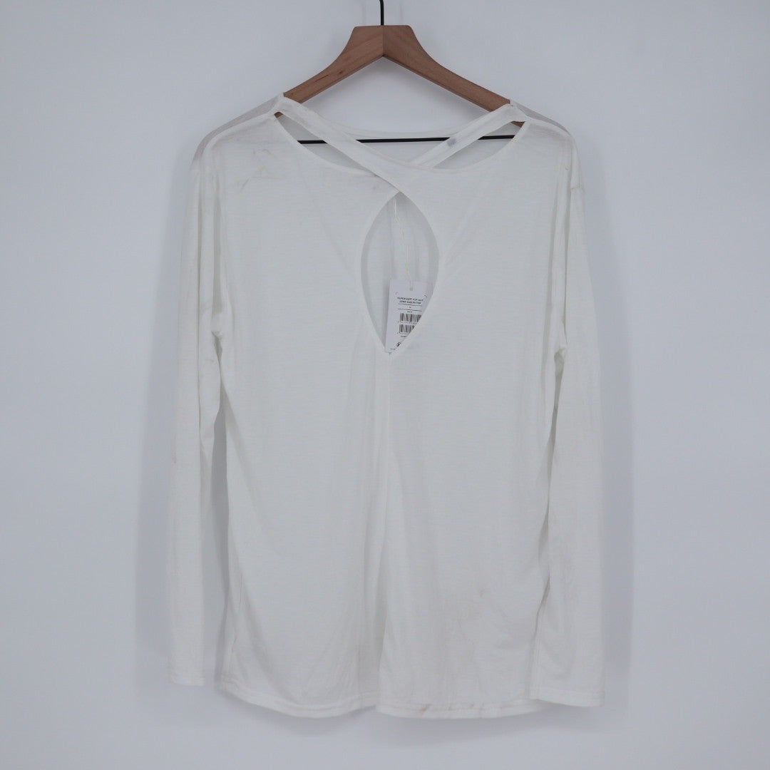 Gymshark Super Soft Cut Out Long Sleeve Top White Athletic Fitness Activewear
