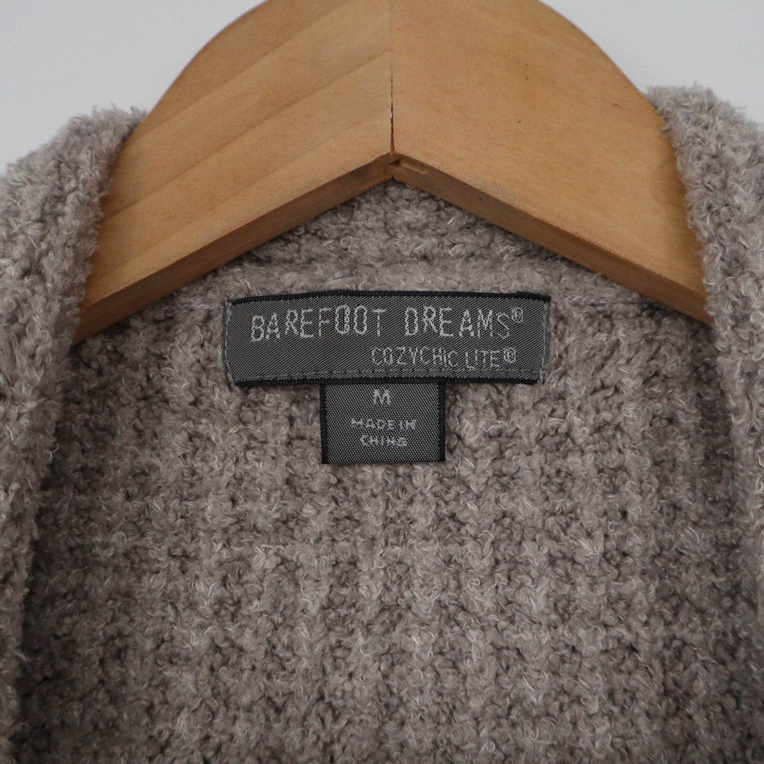 Barefoot Dreams CozyChic Lite Waffle Knit Cardigan Taupe Womens M
