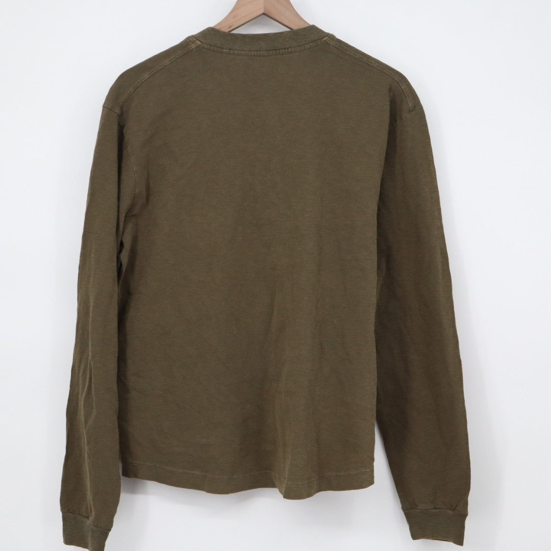 American Giant Broken-In Premium Slub Henley T Shirt Mens Medium Olive Green