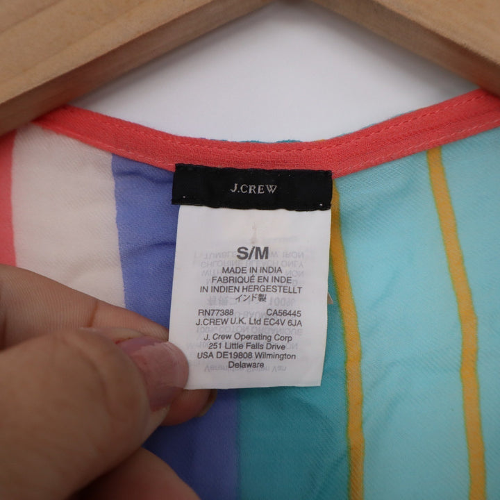 J.Crew Womens Rainbow Striped Organic Cotton Fringe Wrap Kimono S/M Multicolor