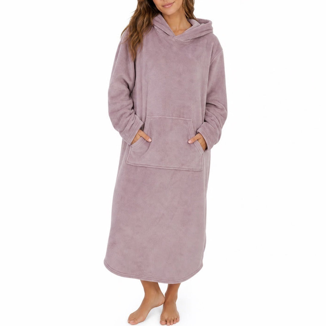 32 Degrees Heat Sleepwear Hooded Lounge Dress Dusty Rose Pink Plush L/XL