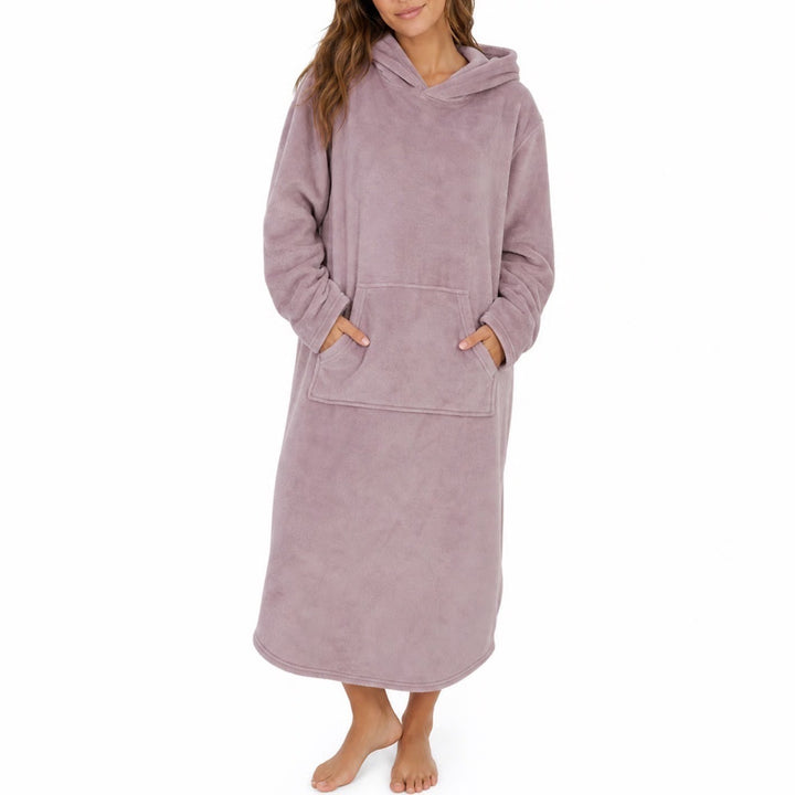 32 Degrees Heat Sleepwear Hooded Lounge Dress Dusty Rose Pink Plush L/XL