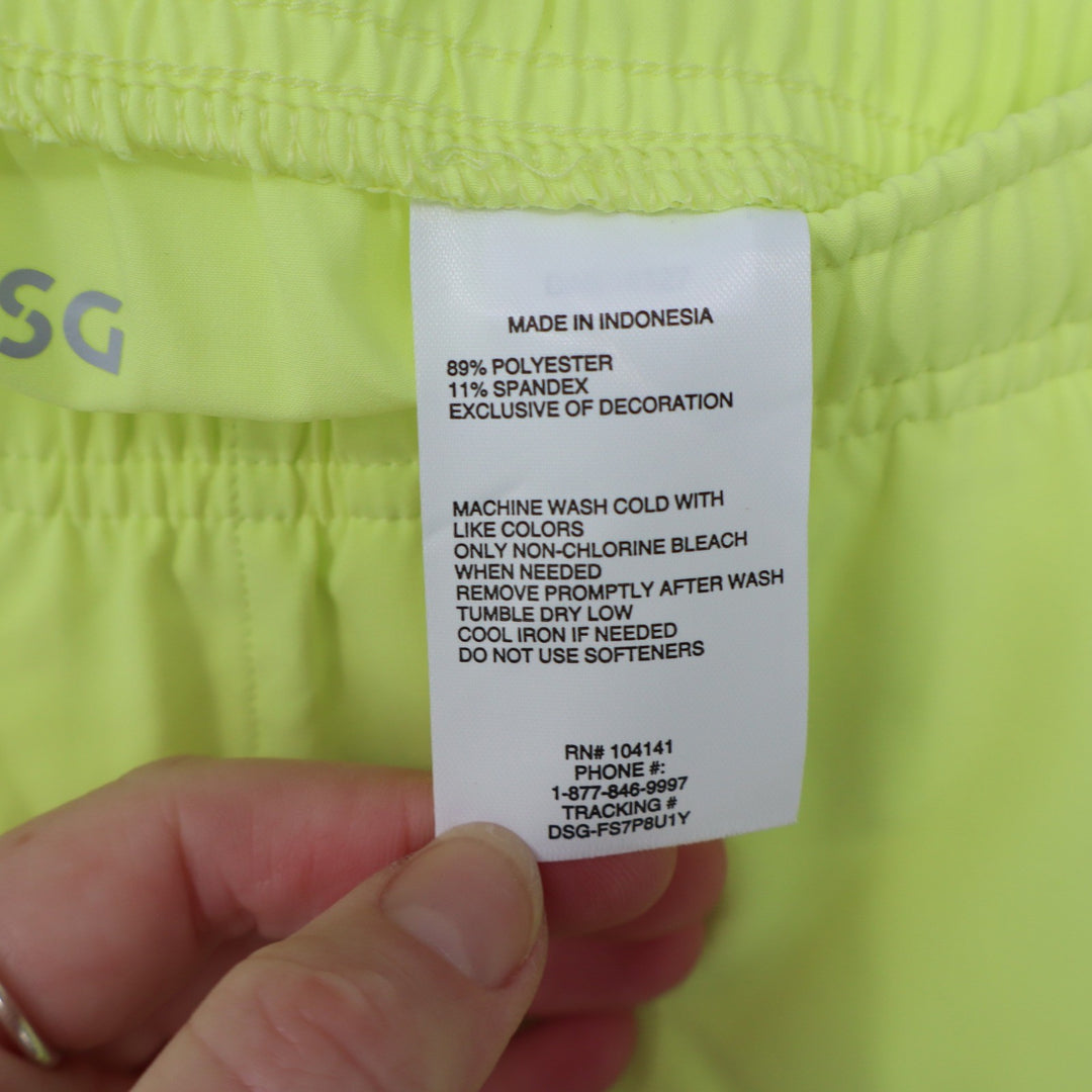 DSG Boys Agility Short Light Lime Neon Yellow Athletic Training Shorts Size L