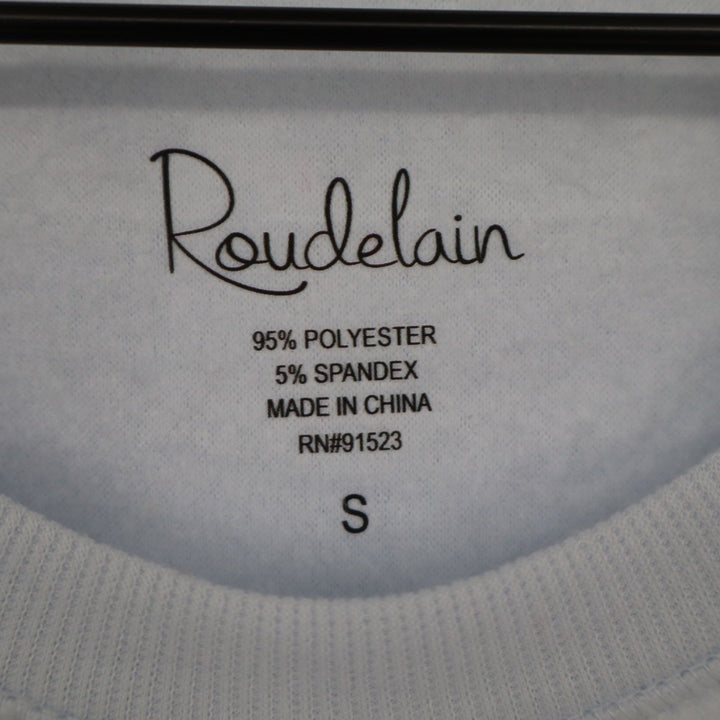 Roudelain Pajama Top Women Small Blue Striped Stretch Ribbed Crew Neck Sleepwear