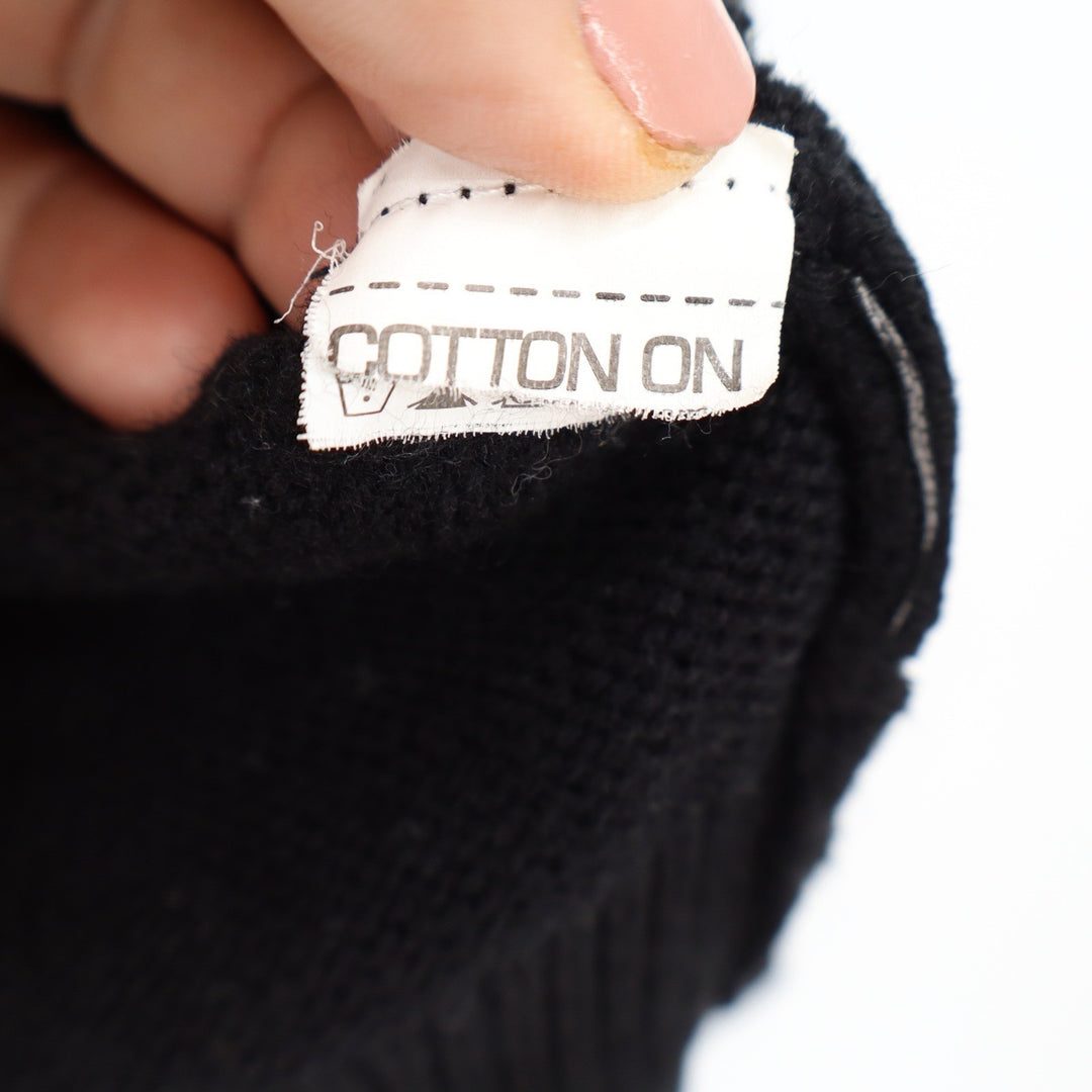 Cotton On Premium Collection XL Black White Patterned Band Crew Neck Sweater