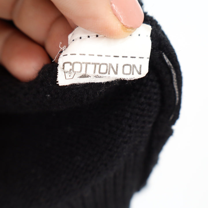 Cotton On Premium Collection XL Black White Patterned Band Crew Neck Sweater