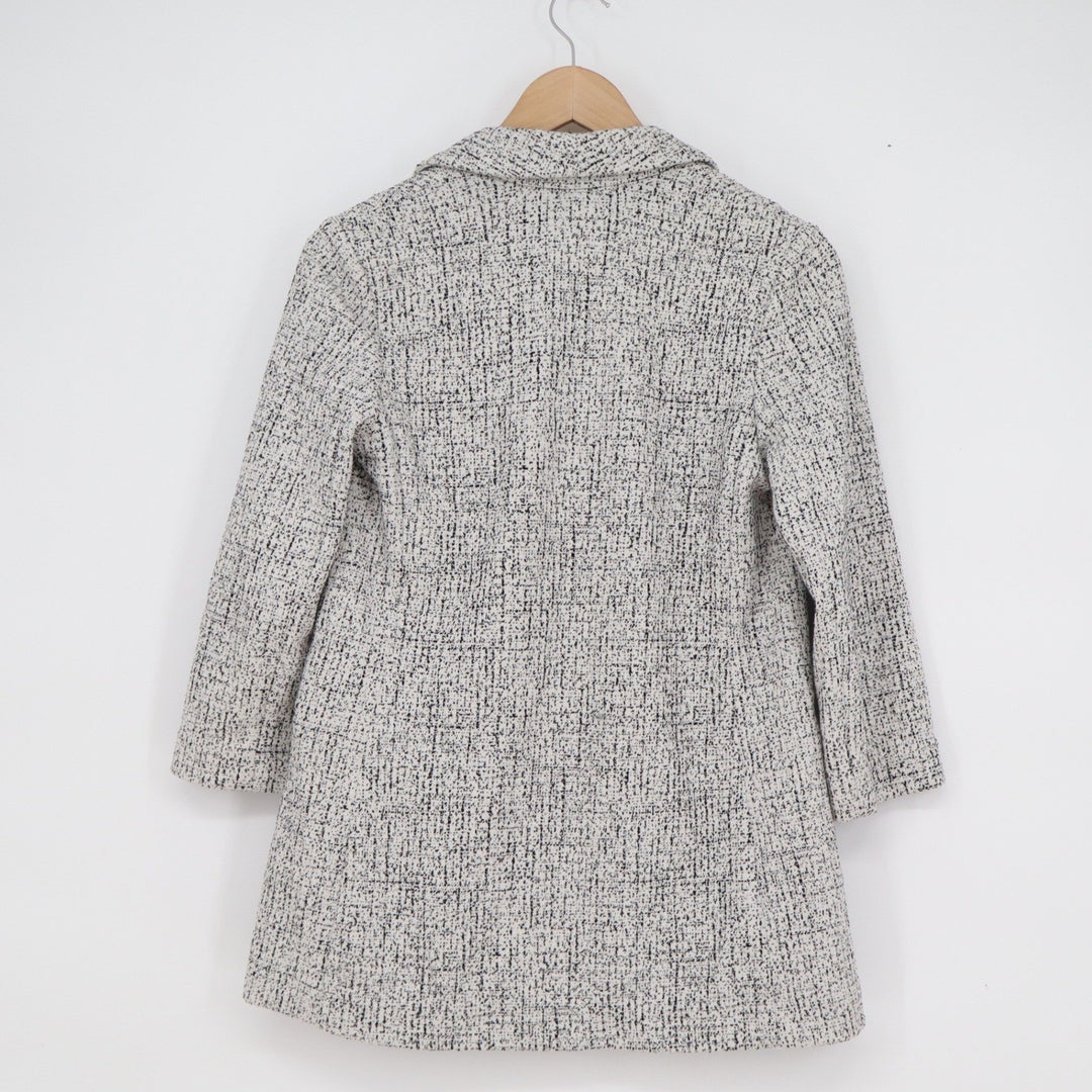 Express Womens XS Black White Textured Open Front Longline Blazer Jacket