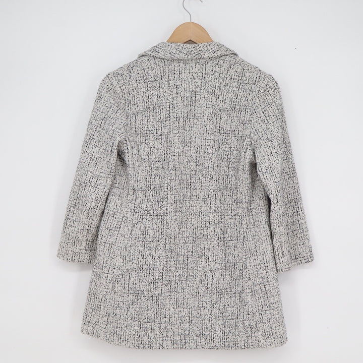 Express Womens XS Black White Textured Open Front Longline Blazer Jacket