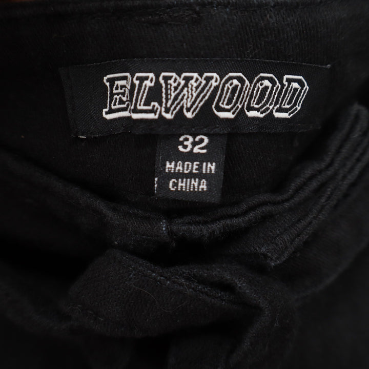 Elwood Mens Black Cotton Cargo Pants Drawstring Bungee Ankle Size 32 Streetwear