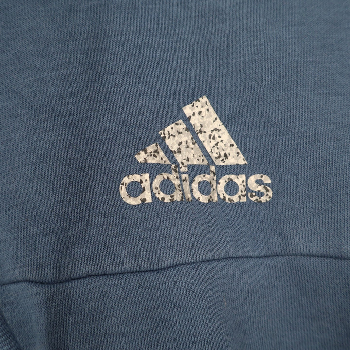 Adidas Mens Pullover Hoodie Dusty Blue Speckled Logo Sweatshirt Medium