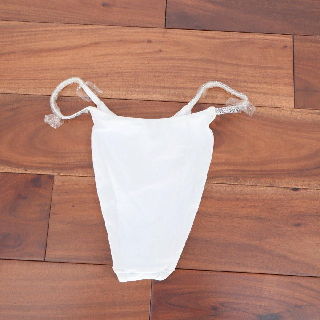 ASOS DESIGN White G-String Bikini Bottoms with Sparkle Detail Size US 4
