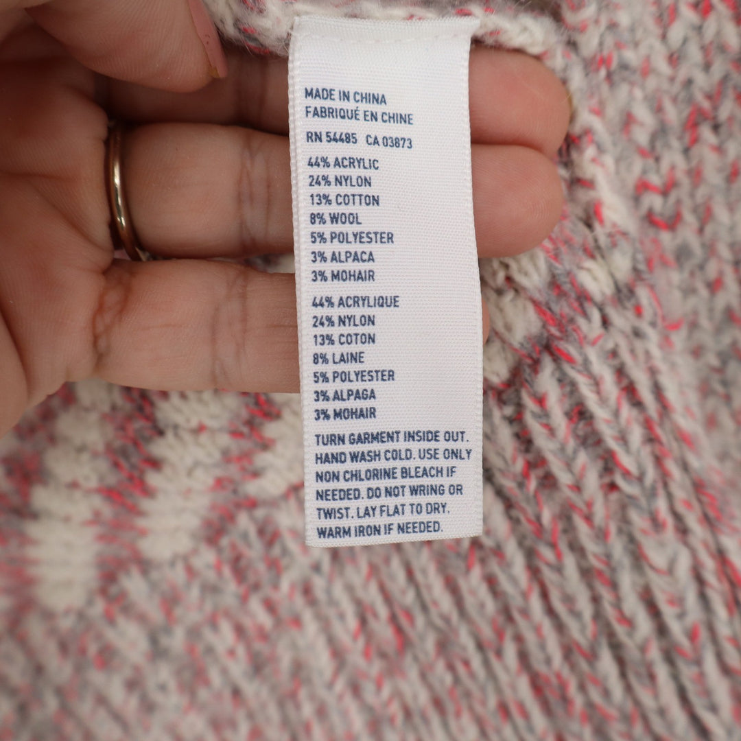American Eagle Striped Chevron Knit Open Front Cardigan Pink Orange XS/S
