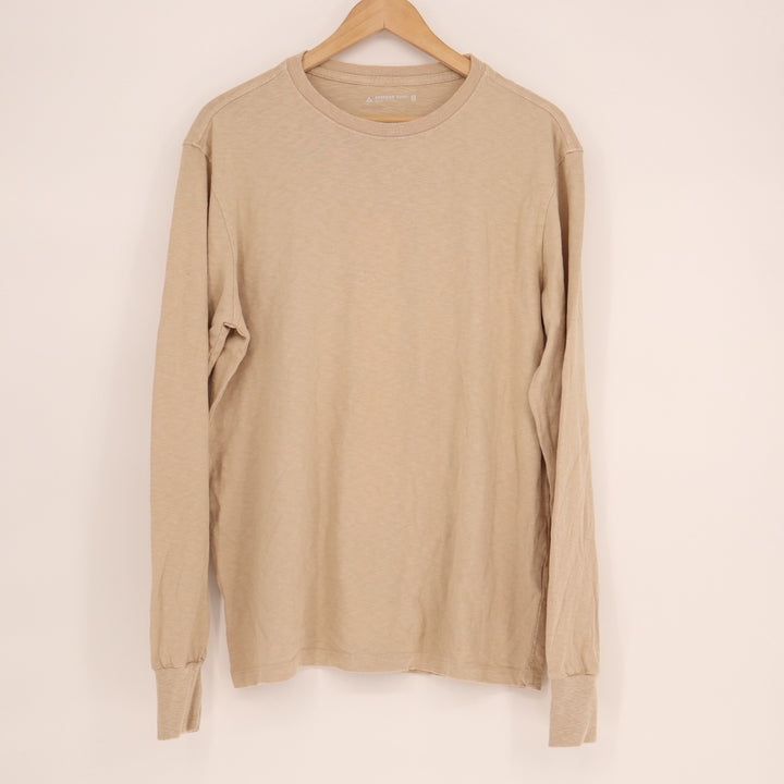 American Giant Premium Slub T-Shirt Mens M Beige Ribbed Long Sleeve Crew Neck