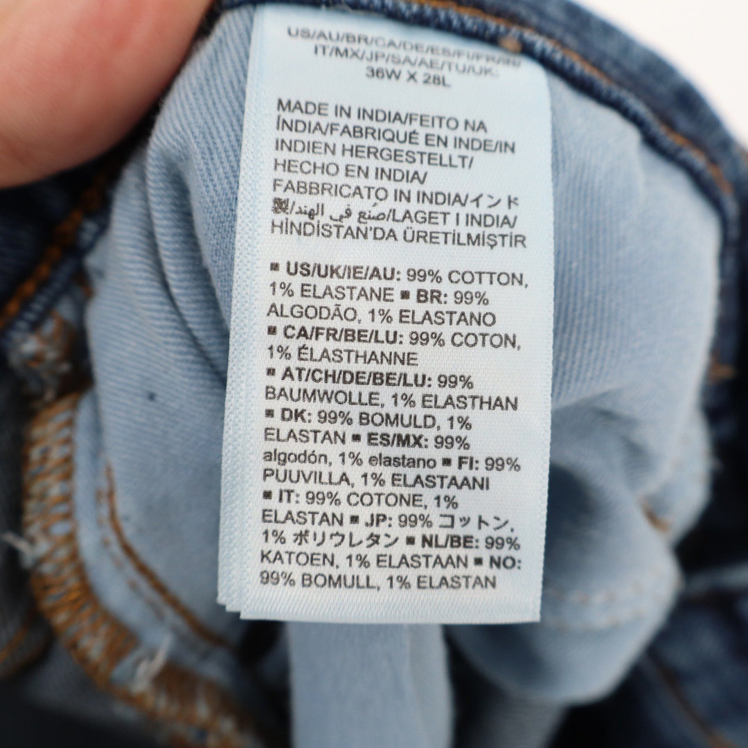 Amazon Essentials Mens Straight Fit Medium Wash Blue Jeans 36x28 Stretch Denim
