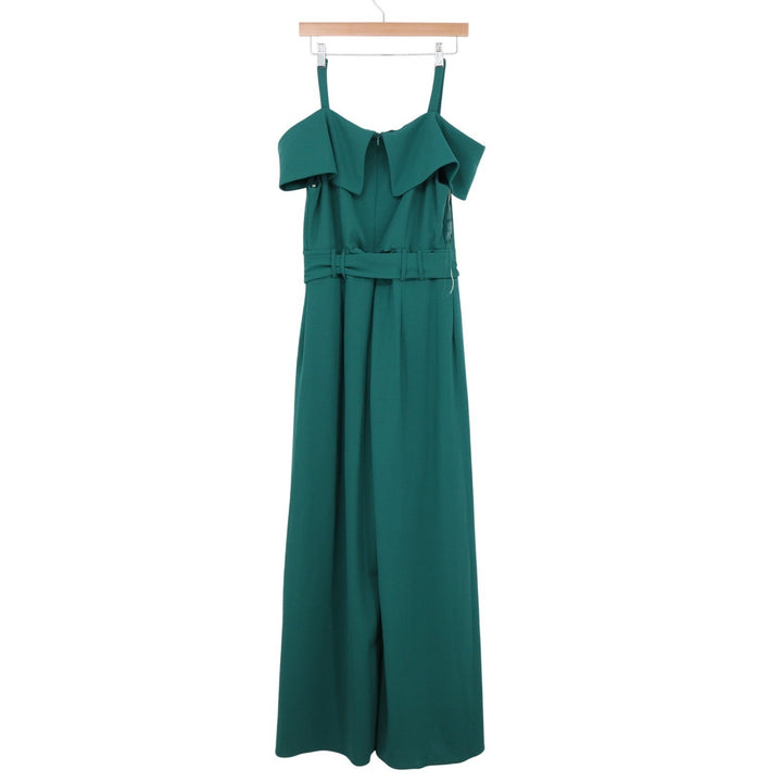 Shelby & Palmer Green Cold Shoulder Wide Leg Jumpsuit Size 12 Emerald V-Neck