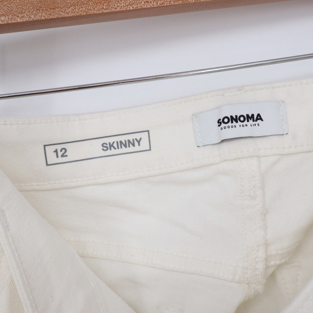 Sonoma Goods For Life Womens Skinny Jeans Cream Off-White Size 12