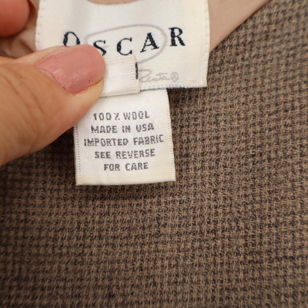 Oscar de la Renta Brown Wool Sleeveless Sheath Dress Size 10 Textured Boat Neck