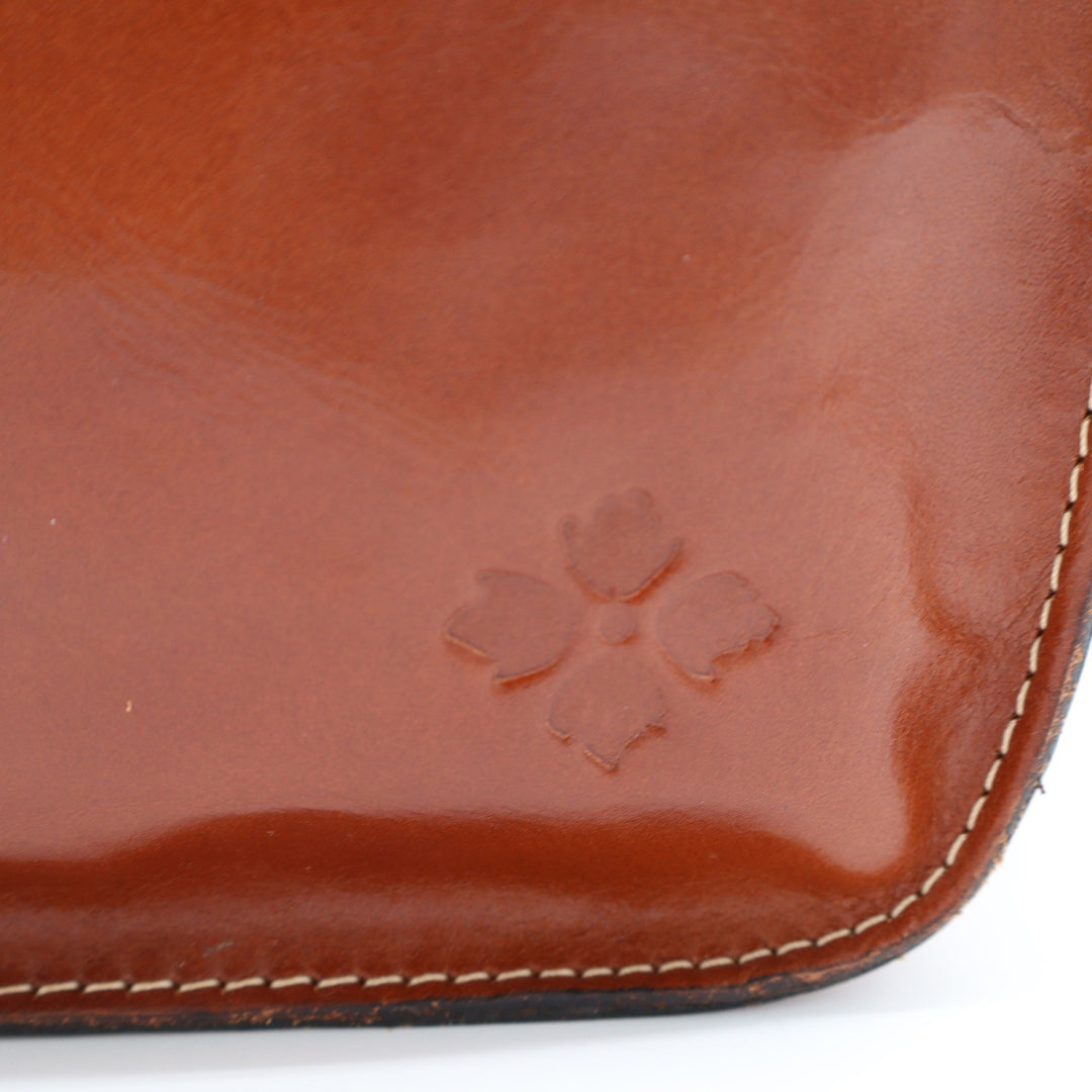 Patricia Nash Tan Tooled Leather Crossbody Saddle Bag Whipstitch Trim