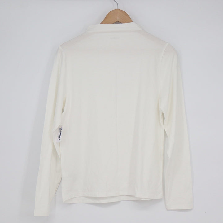 Old Navy Bestee Mock Neck Long Sleeve Top Off White Cotton Modal Stretch Large