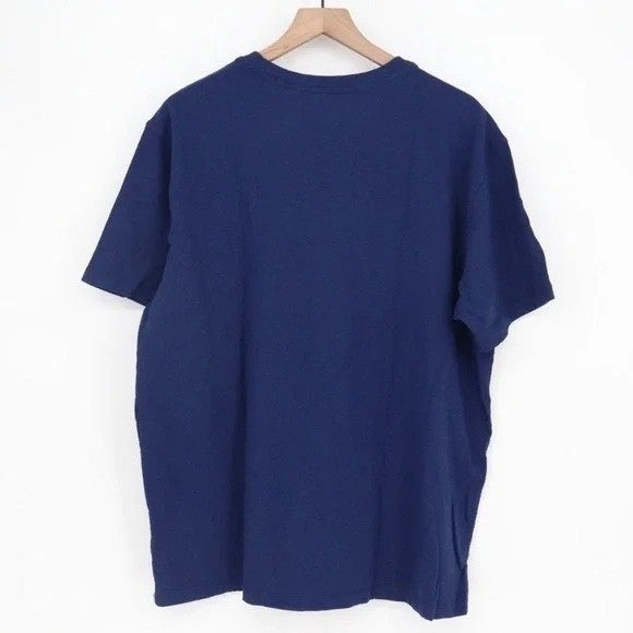 American Giant Premium Slub T-Shirt Mens L Navy Cotton Knit V-Neck Short Sleeve