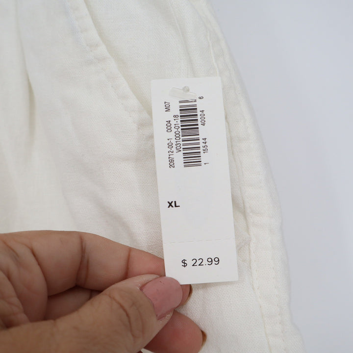 Old Navy Womens XL Cream Linen Blend Pull On Elastic Waist Drawstring Shorts NEW
